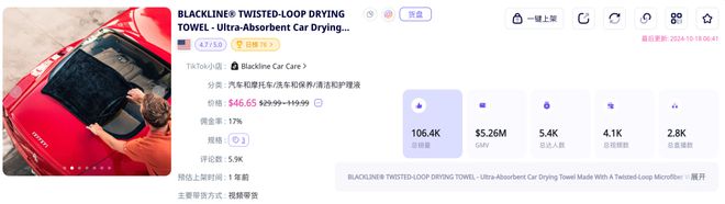 九游娱乐：喜运达资讯：单品GMV超500万美元！汽车清洗专用(图4)